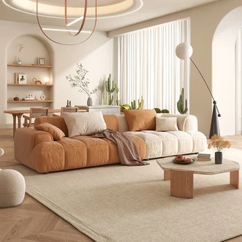 Тканевый диван Xl Technology, современный минималистичный Японский стиль, Французская гостиная для небольшой квартиры на троих человек, Прямой ряд