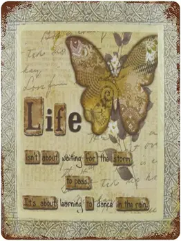 Домашняя вывеска Бабочка, ретро металлическая вывеска, потертая шикарная бабочка, из которой сделан дом. Украшение, подарок на день рождения, дом