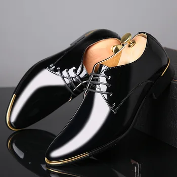 Итальянская роскошная мужская обувь Оксфорды, качественная лакированная кожа, Белый свадебный размер 38-48, Черное кожаное мягкое мужское платье, официальная обувь для мужчин