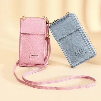 Новая сумка для мобильного телефона, женский вертикальный мобильный кошелек через плечо, модная сумочка большой емкости, простая мода