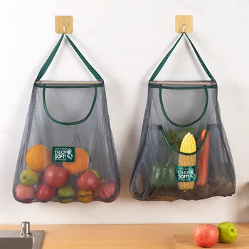 Многоразовые сумки для хранения, кухонная подвесная сетчатая сумка, сетчатая сумка для хранения фруктов и овощей для имбиря, чеснока, картофеля, лука