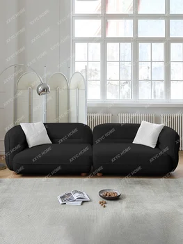 Итальянская минималистская гостиная, Небольшая квартира, Современный Минималистичный диван из ткани кремового цвета из овечьей шерсти