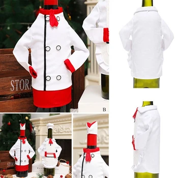 Рождественская сумка-чехол для бутылки вина, Декоративная забавная одежда шеф-повара, шляпа, обертка для рукава