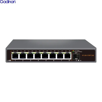 Gadinan 9-портовый коммутатор 2.5G Ethernet 8 * 2.5 Гбит /с Сеть BASE-T 1 * 10 Гигабит Восходящий канал Plug and Play Hub Интернет-разветвитель без вентилятора