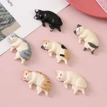 Симпатичные Магниты на холодильник Sleep Cat Мультяшные Миниатюры из смолы ручной работы 