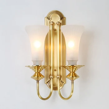 Современный Стеклянный настенный светильник для гостиной, Американские Полностью Медные настенные светильники, Креативная Светодиодная лампа для исследования ванной комнаты, Простой прикроватный светильник для спальни