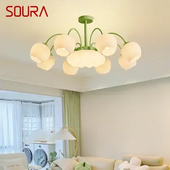 SOURA Современный светло-зеленый потолочный подвесной светильник Светильники креативного дизайна Люстра светодиодная для дома Спальни