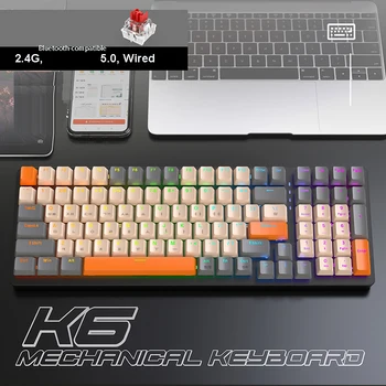 Корейская механическая клавиатура, совместимая с Bluetooth, игровая клавиатура, беспроводная RGB-подсветка, офисная клавиатура