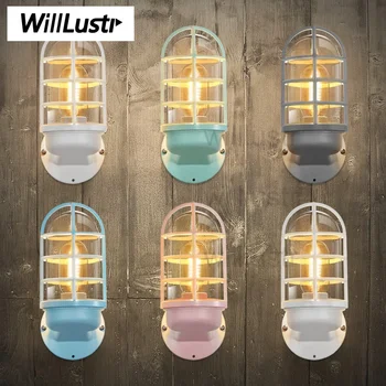 Willlustr Железный Красочный Настенный светильник промышленный прозрачный стеклянный абажур Настенное бра освещение винтажная лампочка дверной проем фойе крыльцо лофт