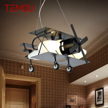 Подвесной светильник TEMOU Children's Airplane, современный светодиодный креативный мультяшный светильник для декора детской спальни Детского сада