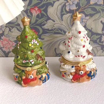 Украшения для дома в виде Рождественской елки Декоративные поделки Керамические банки для хранения с ручной росписью