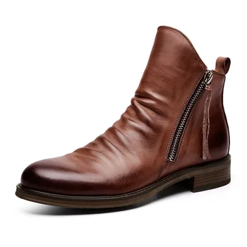 Мужские ботинки 2023 г. Удобные ботильоны в стиле ретро, мужская обувь из нескользящей кожи, ковбойские сапоги, мужская обувь, кроссовки