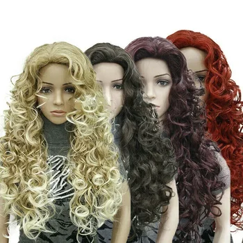 9цветный женский модный парик, очаровательный женский парик, длинные светлые Черные вьющиеся парики из натуральных волос