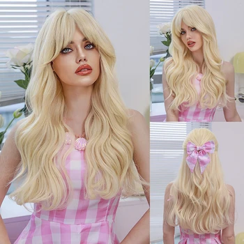 NAMM Barbie Парик Длинные Светлые Парики Для Женщин Популярный Синтетический Парик для Ежедневного Косплея на Хэллоуин С Высокой Плотностью Волос