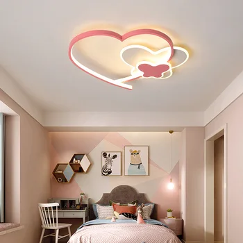 Люстра в виде сердца для девочек, светильник для детской комнаты для мальчиков, потолочные светильники в скандинавском стиле для дома, светло-розовая люстра-светильник