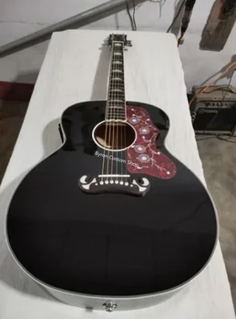 бесплатная доставка сплошная черная глянцевая отделка На заказ Jumbo guitar 180 acoustic electric Guitarra, акустическая гитара ручной работы на заказ