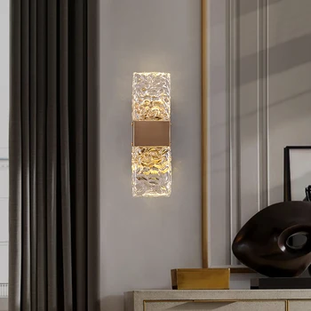 Двусторонняя дорожка скандинавская индивидуальность креативный медный настенный светильник из прозрачного стекла светодиодная лампа ресторан коридор кабинет спальня