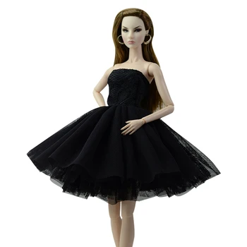 NK 1 комплект 30 см Благородное Черное платье принцессы Красивая Короткая балетная юбка Модная одежда для куклы Барби Аксессуары Подарочная игрушка для девочек