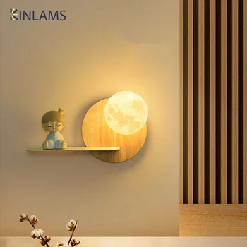 Прикроватный настенный светильник для спальни Nordic Creative Astronaut Настенный светильник для детской комнаты с изображением мультяшного мальчика и девочки на заднем плане Для украшения дома
