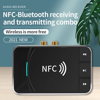 2 В 1 T39 NFC 5.0, совместимый с Bluetooth приемник-передатчик, 3,5 мм Разъем AUX RCA, беспроводной аудио-музыкальный адаптер для планшета с динамиками