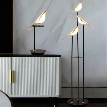 Креативный светодиодный настенный светильник Magpie Современный минималистичный торшер Bird для гостиной и спальни, дизайнерская сенсорная лампа Nordic