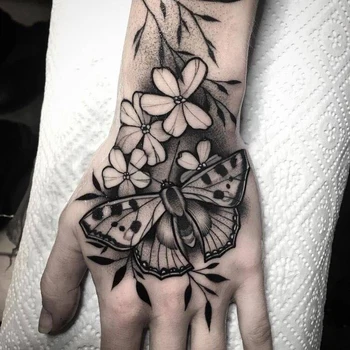 Временные татуировки с цветами-бабочками для мужчин и женщин, водонепроницаемые поддельные татуировки с животными, наклейка на руку, тело, запястье, Временные татуировки