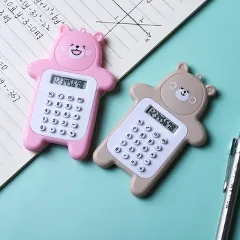 Счетчик в форме медведя, подвесной мини-калькулятор, удобный для переноски, Милый креативный Научный калькулятор для школьников, портативный