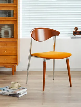 Кофейный стул Nordic Light класса Люкс из массива дерева, мебель для гостиной, Бархатный обеденный стул, стулья для макияжа с деревянной спинкой в спальне