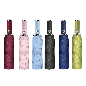 Автоматический зонт для мужчин и женщин с фонариком, дорожный зонт, дождевой зонт, складной зонт для пеших прогулок, пляжных путешествий на свежем воздухе