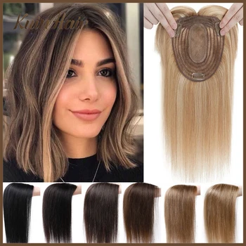 Шелковая верхняя основа для женских волос, женские парики, заколка из настоящих человеческих волос, шиньон для наращивания человеческих волос, тонкий дышащий женский топпер