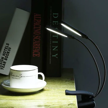 Прикроватная лампа для чтения, книжный светильник, светодиодная лампа, двойной пюпитр, настольные лампы, USB-аккумулятор для книжных червей, пианист