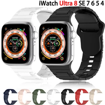 Покрытие Резинового Ремешка для Apple Watch Ultra 42 мм 45 мм 41 мм 44 мм 49 мм 40 мм 38 мм Титановый Цветной Браслет Iwatch 8 7 6 5 4 3 Se