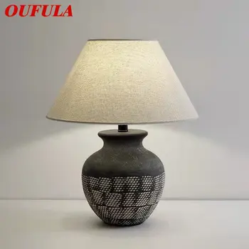 Современные керамические настольные лампы OUFULA со светодиодной креативной прикроватной тумбочкой в стиле ретро для домашнего декора гостиной спальни