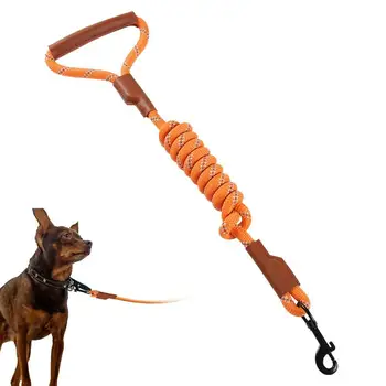 Длинный поводок для собак, регулируемая Прочная тяговая веревка, Кожаный поводок для прогулок с удобной ручкой, Защитный поводок для собак для