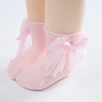 Носки Для Маленьких Девочек, Милые Кружевные Носки С Бантиком, Мягкие Легкие Нескользящие Носки на Весну-Лето-Осень