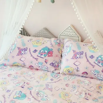 Смокинги Ugly Fish Pochacco Kuromi Pom Pom Purin Плюшевое одеяло Hello Kitty, плюшевая наволочка, удобное одеяло