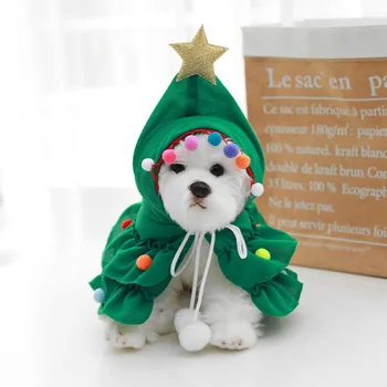 Рождественская одежда для домашних животных, накидка на Рождественскую елку, шаль, трансформационный наряд, одежда для собак малого и среднего размера