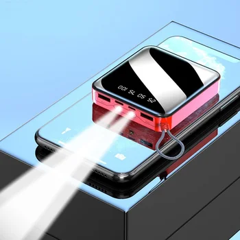 Мини-блок питания 30000mAh быстрая зарядка с цифровым дисплеем фонарика Портативное внешнее зарядное устройство для iPhone и Android
