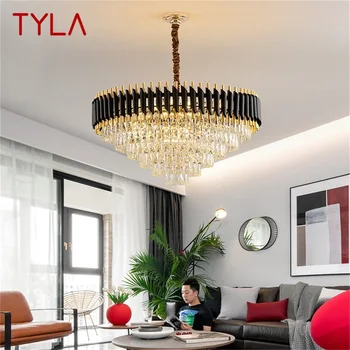 Люстра TYLA Black в стиле постмодерн, роскошный хрустальный подвесной светильник, домашний светодиодный светильник для гостиной, столовой