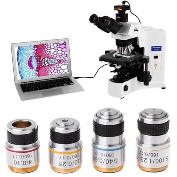 Адаптер для микроскопа 4X 10X 40X 100X Ахроматический объектив для биологического микроскопа Объективная линза Детали микроскопа R7UA