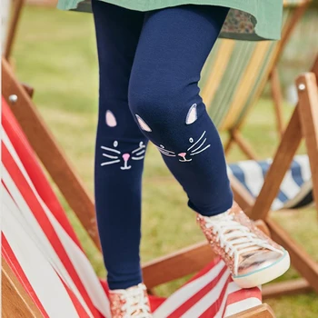 Осенние штаны Little maven 2022 для маленьких девочек, милые хлопковые леггинсы с кошачьим комфортом, темно-синие брюки для детей 2-7 лет