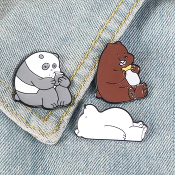 Мультяшная панда, Эмалированная булавка для чтения, брошь в виде медведя для сна, рюкзак из сплава, значок на рубашке, ювелирный подарок для друзей и детей