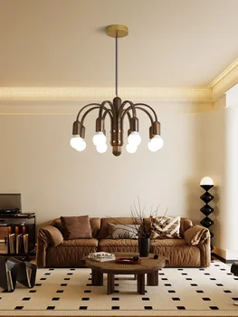 Дизайнерская Люстра для гостиной, Главная лампа, лампы для спальни в стиле ретро орехового цвета