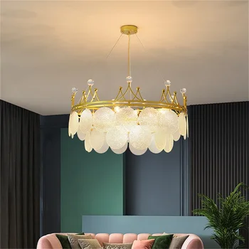 Люстры TEMAR Nordic, светодиодные светильники, Подвесной светильник в форме золотой короны, домашний светодиодный светильник для гостиной