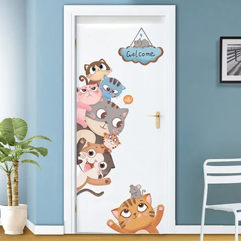 [SHIJUEHEZI] Наклейки на стены с животными, Сделай сам, Мультяшная наклейка для домашнего декора для детской комнаты, детской комнаты, холодильника, украшения дома