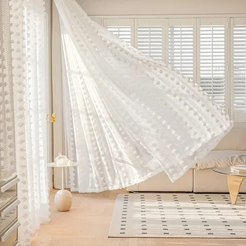 Французские романтические белые шторы с карманом из 2шт для гостиной, спальни, прозрачной занавески