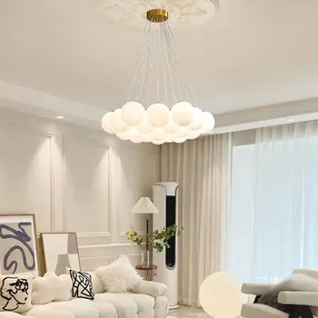 Люстра со стеклянным шаром, потолочный светильник во французском стиле, современный минималистичный подвесной светильник Magic Bean Lantern в стиле Ins для дома