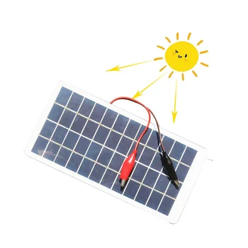 5 Вт 12 В Поликремниевая солнечная панель Наружная портативная водонепроницаемая зарядная панель с зажимами Может заряжать батарею 9-12 В