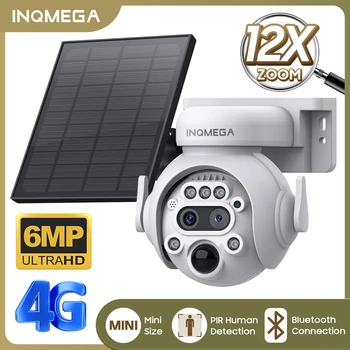 INQMEGA 6MP/3MP Камера на солнечных батареях 4G Наружная WIFI Камера с Солнечной панелью 12-кратный Оптический и Цифровой Зум Видеонаблюдения