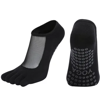 Новые хлопчатобумажные женские носки для йоги с пятью пальцами, Сетчатые Тонкие дышащие Носки для балета и пилатеса с глубоким вырезом, Женские Танцевальные спортивные носки